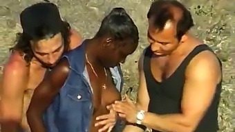 Exploited African Beauty Enjoys A Threesome With Two Caucasian Men