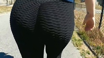 Close Up Of A Mature Woman'S Big Butt And Legs In Public
