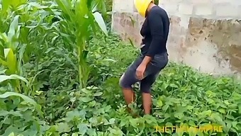 Blonde Mom Inspects Her Student'S Maize Crop In Homemade Video