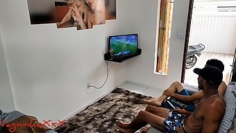 Couple Watches One More Game Before Clicking And Getting A Lot Of Cock In Her Ass Until She Squirts And Cums