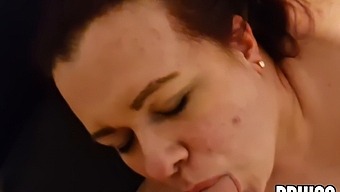 Chubby Wife Gives Friend A Deepthroat Blowjob And Swallows His Big Load
