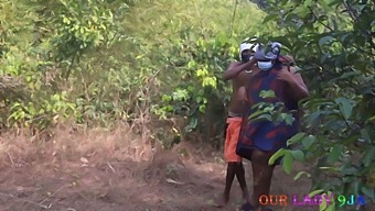 Thickset Woman Engages In Outdoor Sex With A Black Man In A Bush