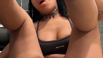 Public Gym Bathroom Solo Scene With An Ebony Goddess