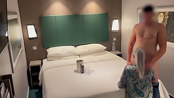 A Hotel Receptionist Brings A Drink And Gives A Handjob To A Guest